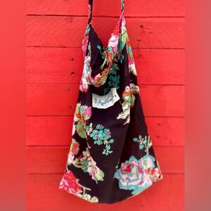 April Cornell Floral Crossbody Bag - Black and Pink